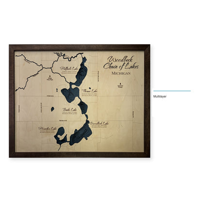 Woodbeck Chain of Lakes, Michigan Wood Map — Multilayer — style-labeled photo
