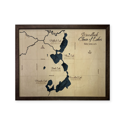 Woodbeck Chain of Lakes, Michigan Wood Map — Multilayer — plain-background photo