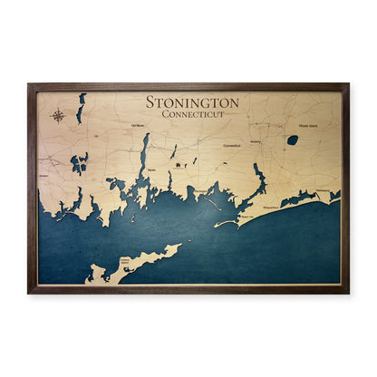 Stonington, Connecticut Wood Map — Multilayer — plain-background photo