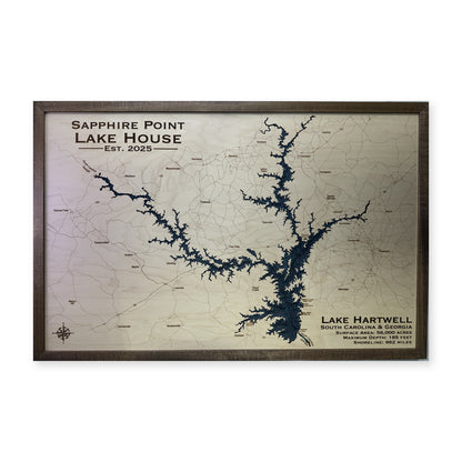 Lake Hartwell Wood Map — Single layer — plain-background photo
