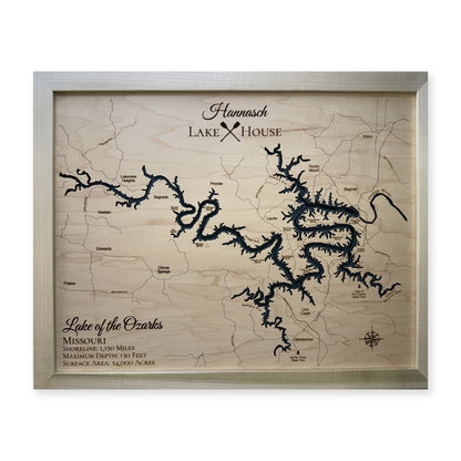 Lake of the Ozarks Wood Map — Single layer — plain-background photo