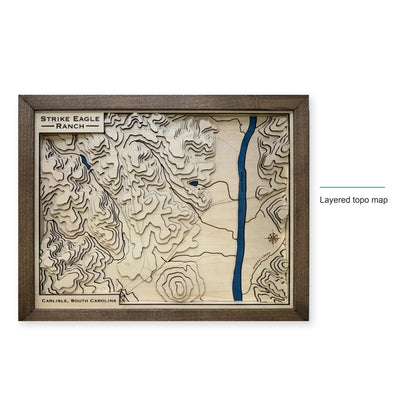 Broad River, Carlisle, South Carolina Topographic Wood Map — Layered topo map — style-labeled photo