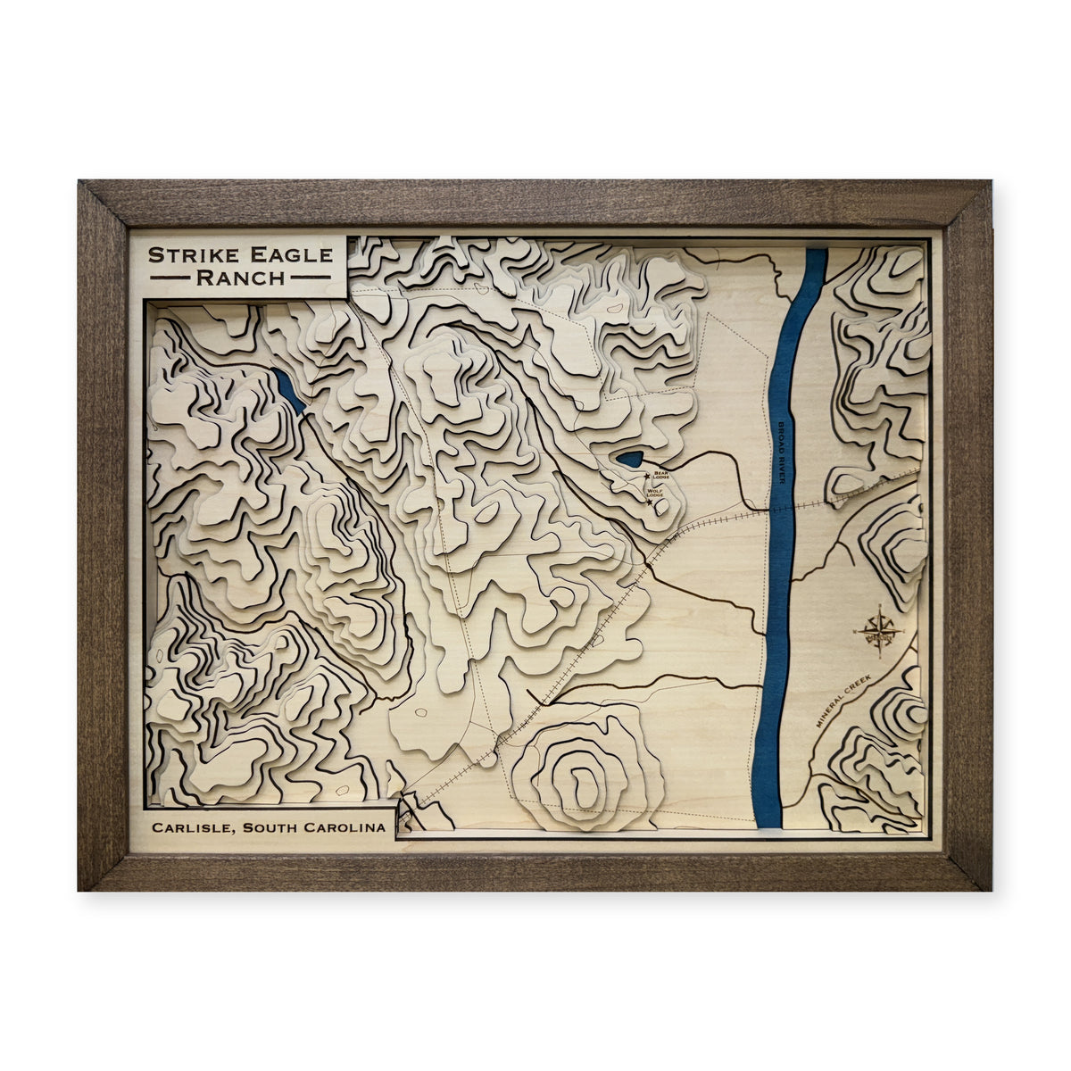 Broad River, Carlisle, South Carolina Topographic Wood Map — Layered topo map — plain-background photo