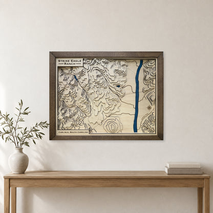 Broad River, Carlisle, South Carolina Topographic Wood Map — Layered topo map — room mockup