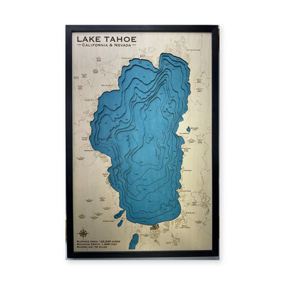Lake Tahoe Wood Map — Multilayer — plain-background photo