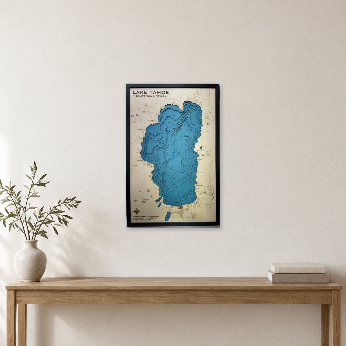 Lake Tahoe Wood Map — Multilayer — room mockup