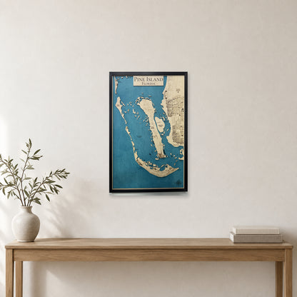 Pine Island, Florida Wood Map — Single layer — room mockup