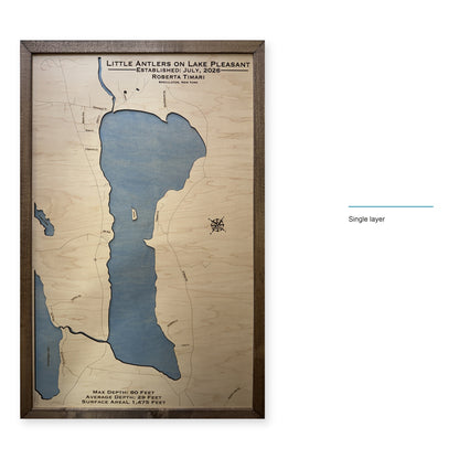 Lake Pleasant, Hamilton County, New York Wood Map — Single layer — style-labeled photo