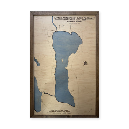 Lake Pleasant, Hamilton County, New York Wood Map — Single layer — plain-background photo