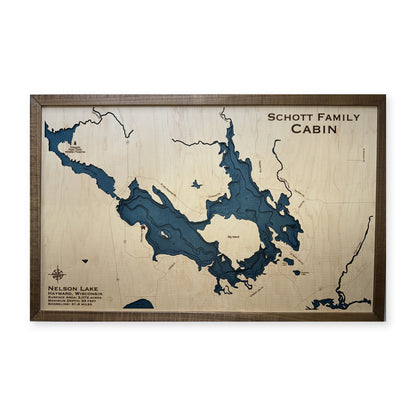 Nelson Lake, Wisconsin Wood Map — Multilayer — plain-background photo