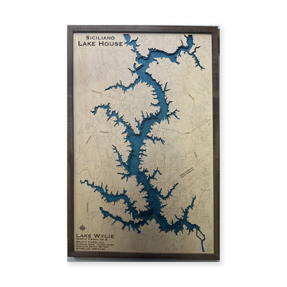 Lake Wylie, North Carolina & South Carolina Wood Map — Single layer — plain-background photo