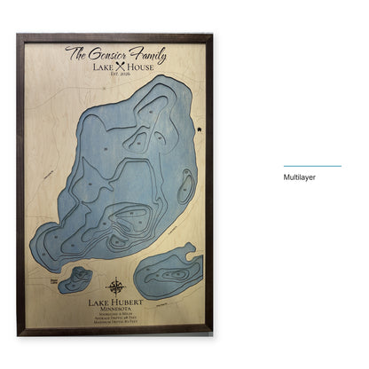Lake Hubert, Minnesota Wood Map — Multilayer — style-labeled photo