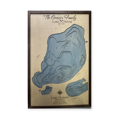 Lake Hubert, Minnesota Wood Map — Multilayer — plain-background photo