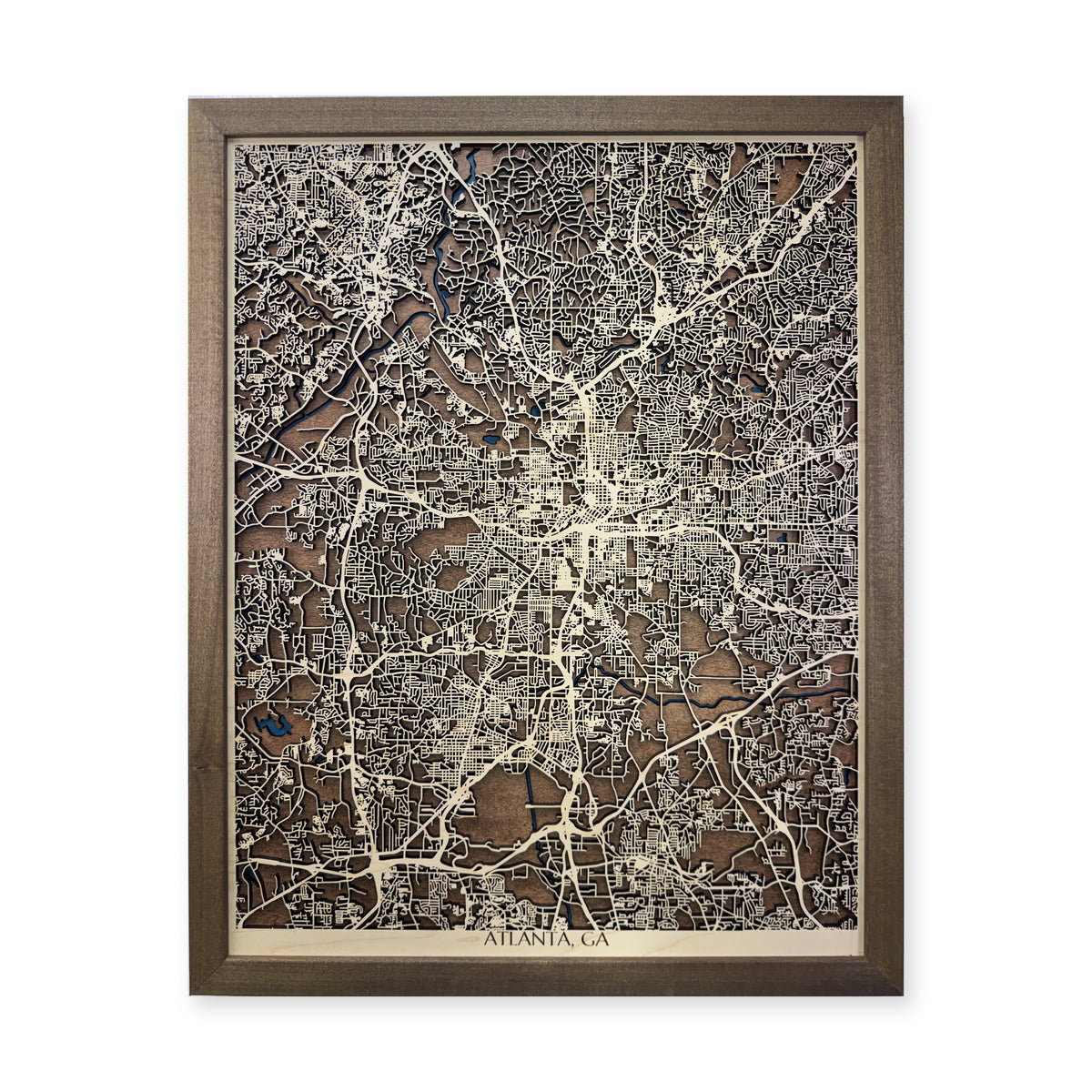 Atlanta, Georgia Wood Map — Multilayer — plain-background photo