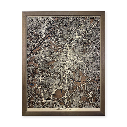 Atlanta, Georgia Wood Map — Multilayer — plain-background photo