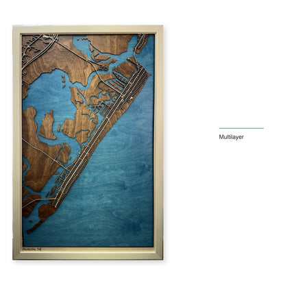 Avalon, New Jersey Wood Map — Multilayer — style-labeled photo