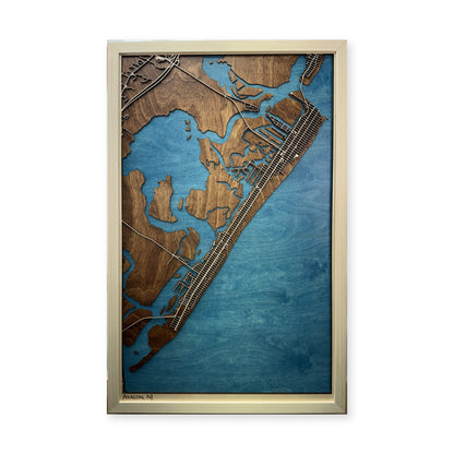 Avalon, New Jersey Wood Map — Multilayer — plain-background photo