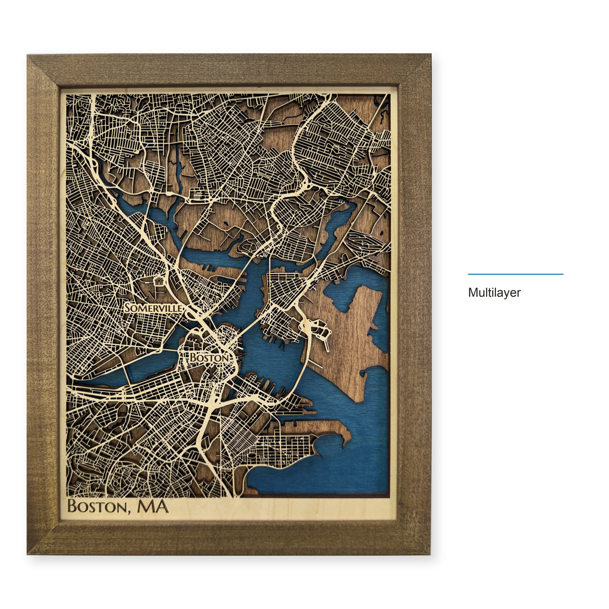 Boston City, MA, Wood City Map — Multilayer — style-labeled photo