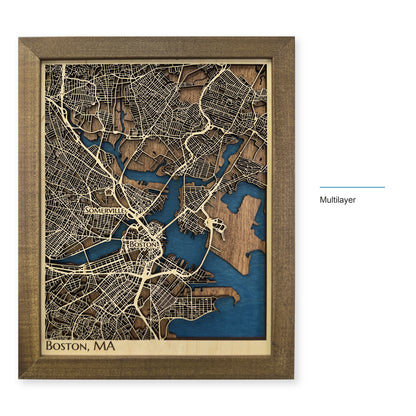 Boston City, MA, Wood City Map — Multilayer — style-labeled photo