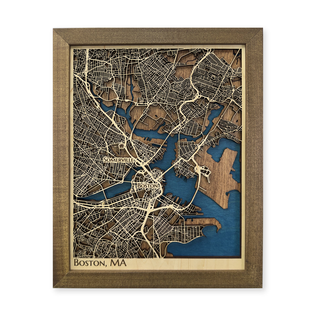 Boston City, MA, Wood City Map — Multilayer — plain-background photo