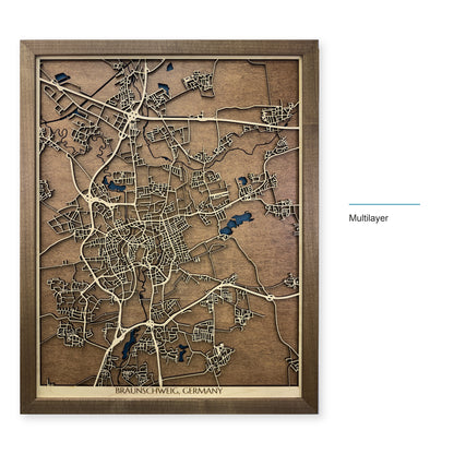 Braunschweig, Germany Wood Map — Multilayer — style-labeled photo