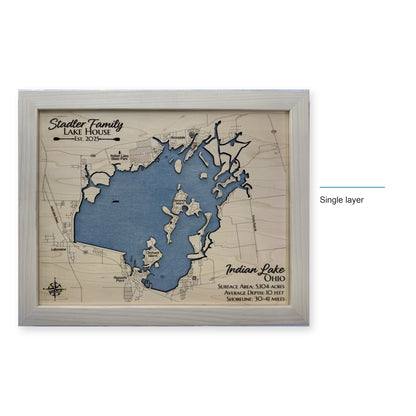 Indian Lake, Ohio Wood Map — Single layer — style-labeled photo