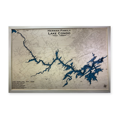 Lake Hamilton, Arkansas Wood Map — Multilayer — plain-background photo