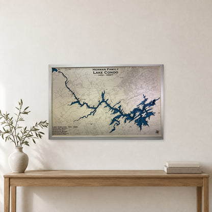 Lake Hamilton, Arkansas Wood Map — Multilayer — room mockup