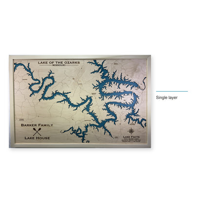 Lake of the Ozarks Wood Map — Single layer — style-labeled photo
