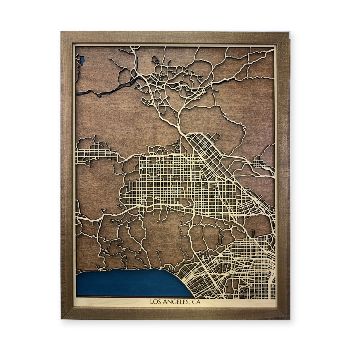 Los Angeles, California Wood Map — Multilayer — plain-background photo