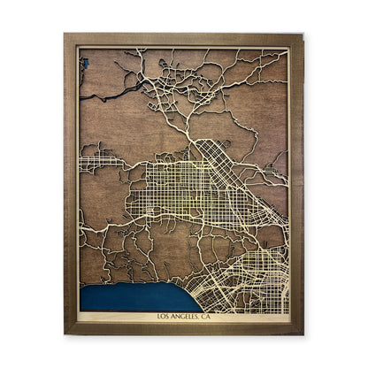 Los Angeles, California Wood Map — Multilayer — plain-background photo