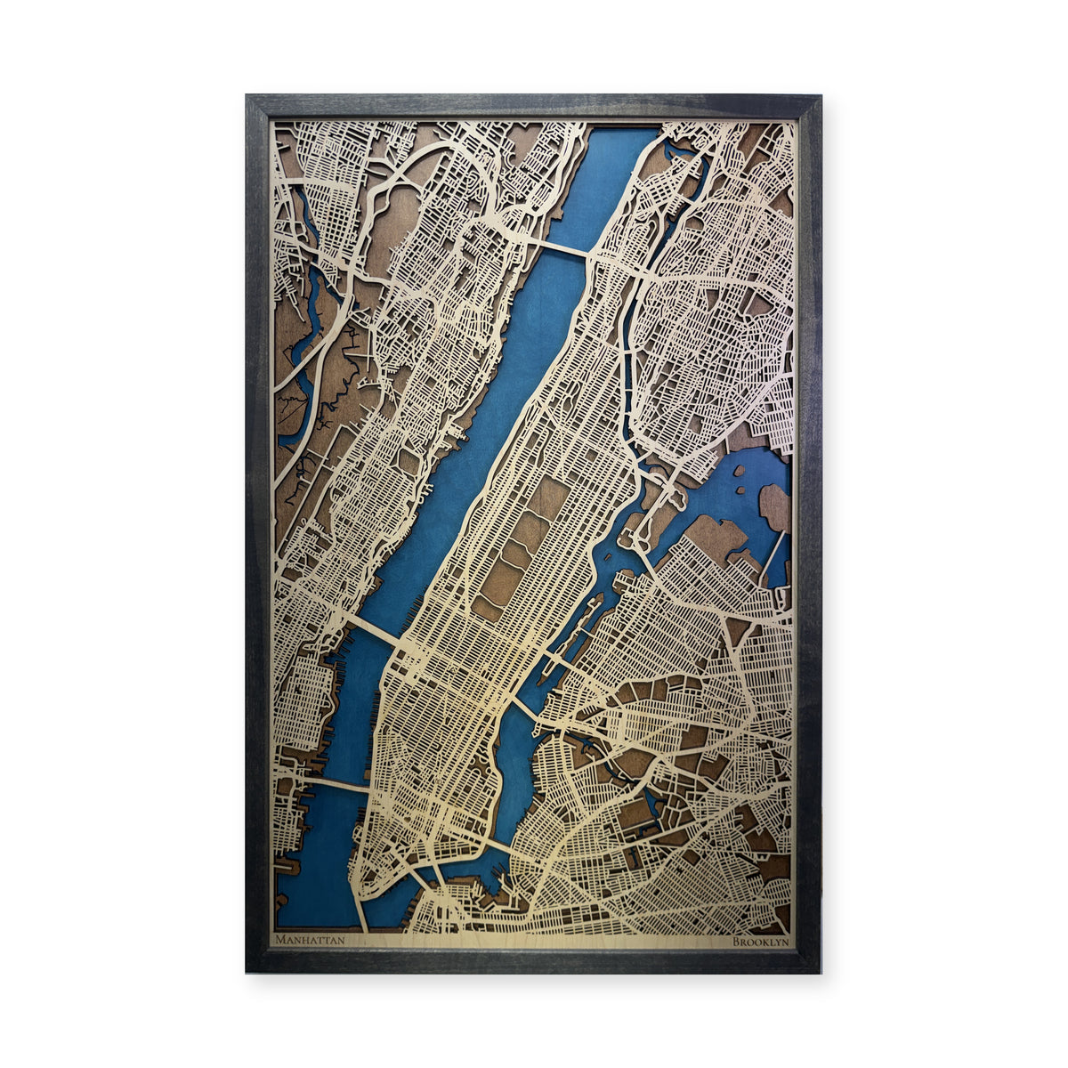 Manhattan, New York, Wood City Map — Multilayer — plain-background photo