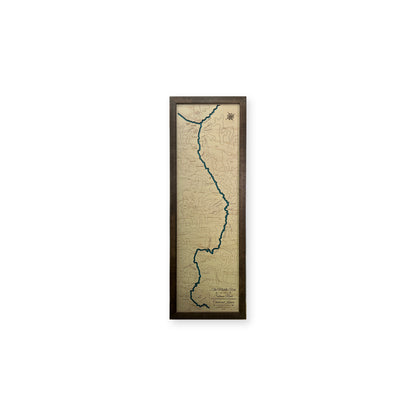 Middle Fork Salmon River, Idaho Wood Map — Single layer with engraved contours — plain-background photo