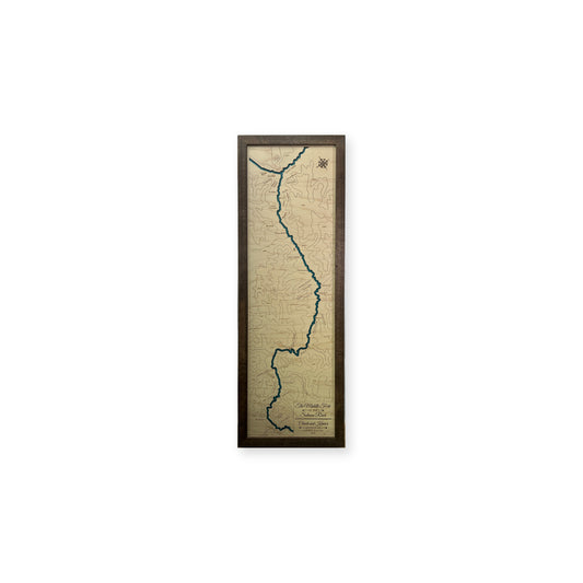 Middle Fork Salmon River, Idaho Wood Map — Single layer with engraved contours — plain-background photo