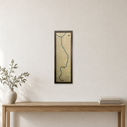 Middle Fork Salmon River, Idaho Wood Map — Single layer with engraved contours — room mockup