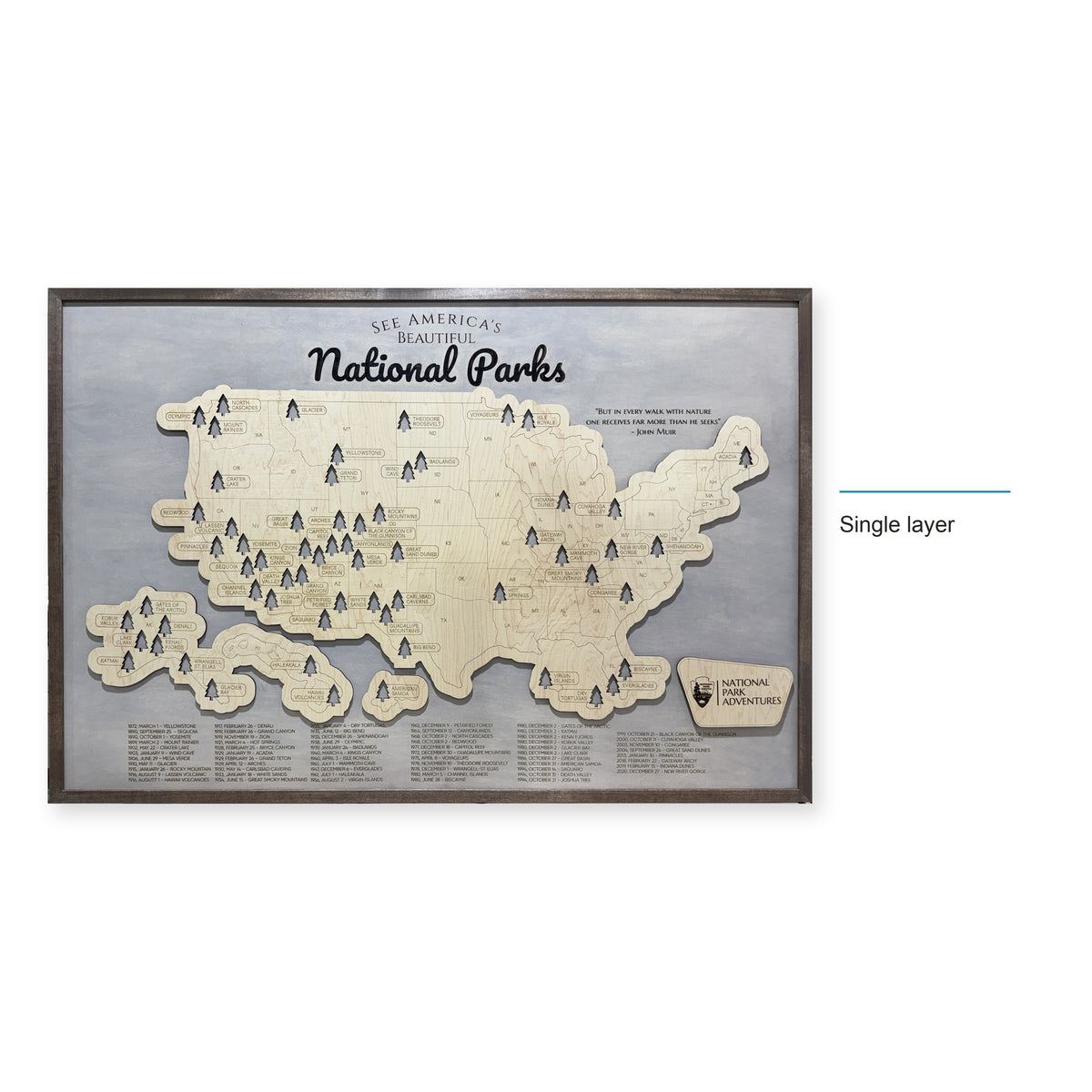 National Park Travel Map — Single layer — style-labeled photo