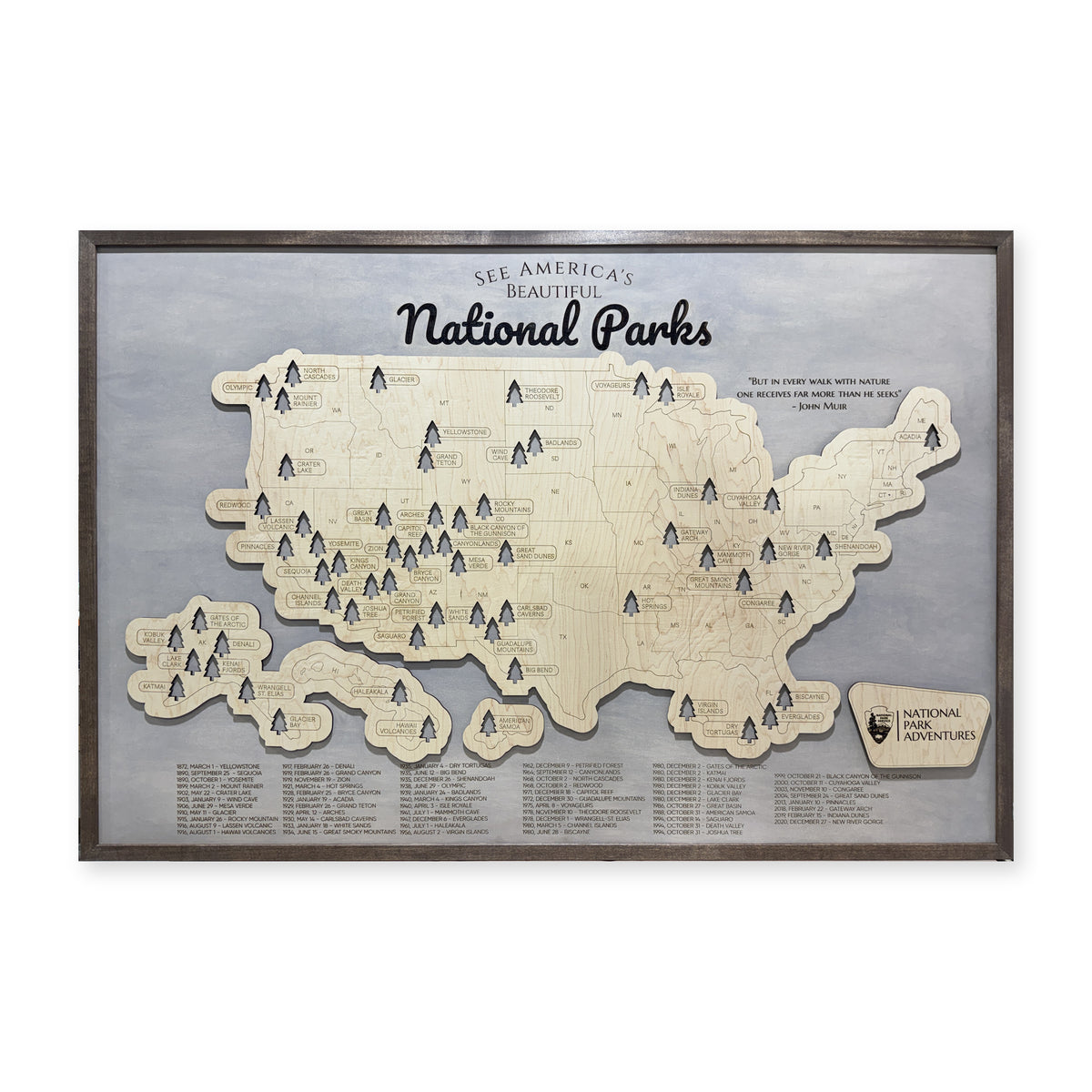 National Park Travel Map — Single layer — plain-background photo