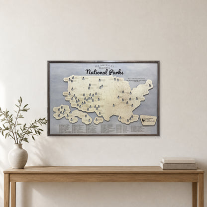 National Park Travel Map — Single layer — room mockup