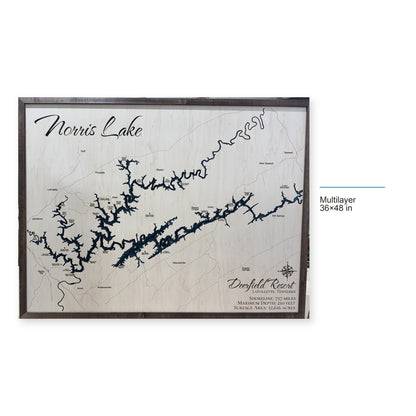 Norris Lake, TN, Wood Map — Multilayer — style-labeled photo