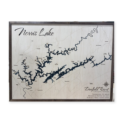 Norris Lake, TN, Wood Map — Multilayer — plain-background photo