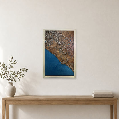 Orange County, California Wood Map — Multilayer — room mockup