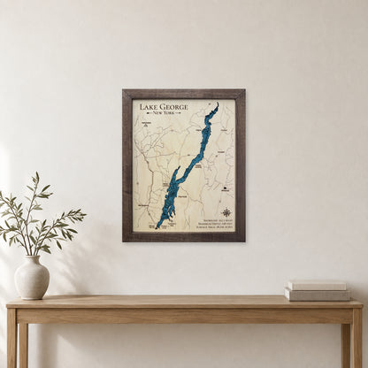 Lake George, New York, Wood Map — Single layer — room mockup