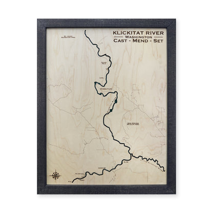 Klickitat River, Washington Wood Map — Single layer — plain-background photo