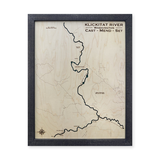 Klickitat River, Washington Wood Map — Single layer — plain-background photo
