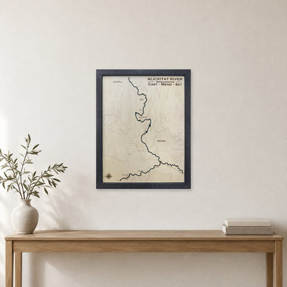 Klickitat River, Washington Wood Map — Single layer — room mockup