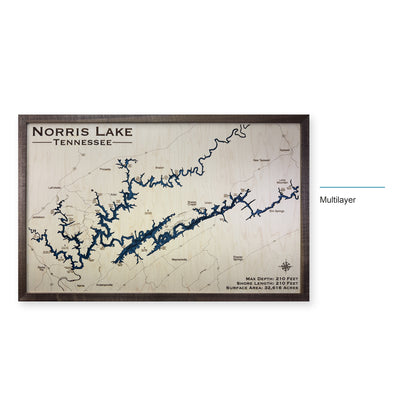 Norris Lake, TN, Wood Map — Multilayer — style-labeled photo