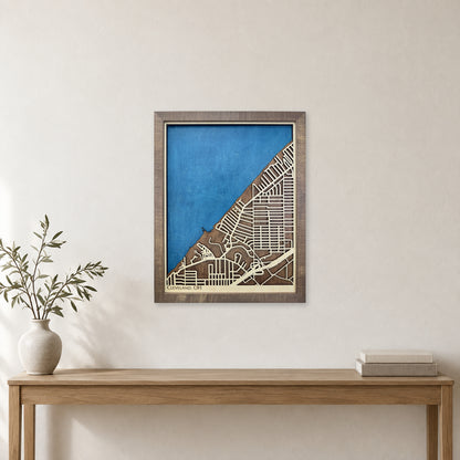 Cleveland, OH, Wood City Map — Multilayer — room mockup