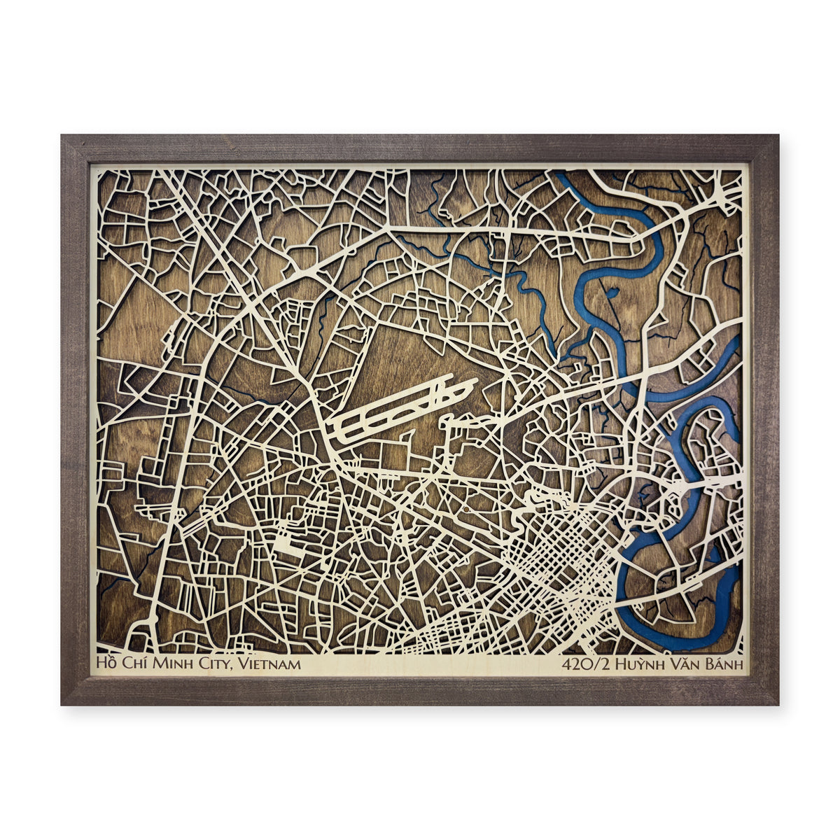 Ho Chi Minh City, Vietnam Wood Map — Single layer — plain-background photo