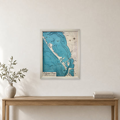 Sarasota Bay, Florida Wood Map — Multilayer — room mockup