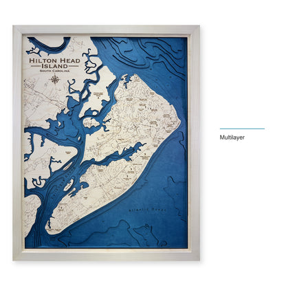 Hilton Head Island Wood Map — Multilayer — style-labeled photo